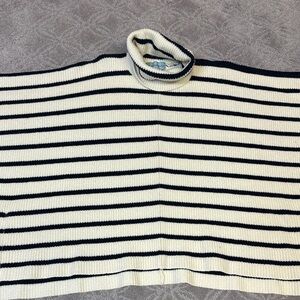 Tuckernuck Navy and Cream Striped Turtleneck Sweater